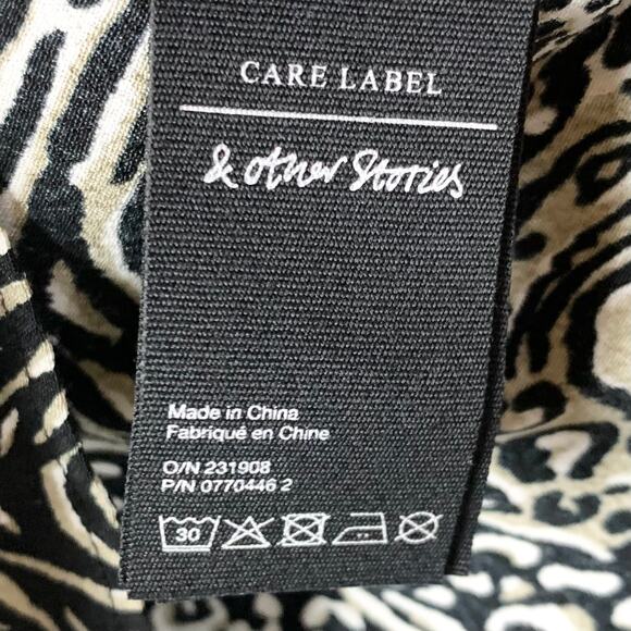 & Other Stories Flowy Leopard Print Mini Dress Puff Sleeves Side Tie Skirt 4 - Picture 8 of 16